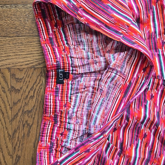 Loft Pleated High-rise Colorful Linen Blend High-Rise Shorts Size Medium - Picture 3 of 9